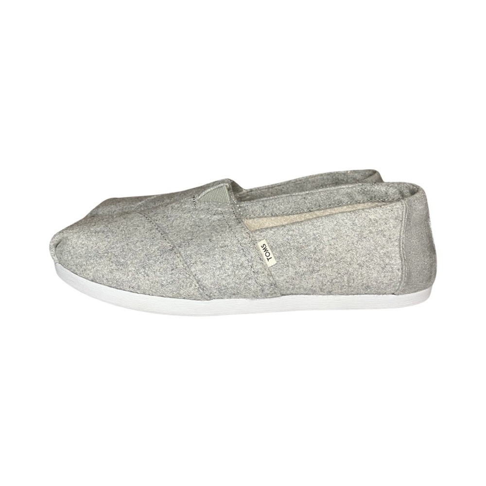 TOMS Alpargata Faux Shearling Slip On Shoes Gray Cozy Fall 6.5